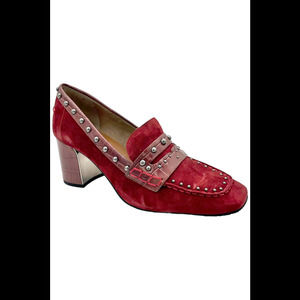 Donald Pliner Women's Cormac High Heel Loafer Pumps Suede Red - Medium